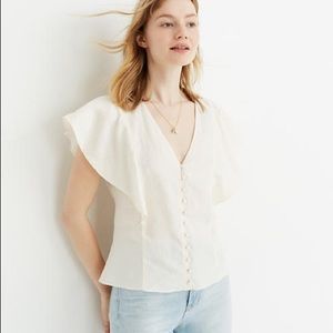 NWT Madewell Linen Flutter-Sleeve Top - size 2